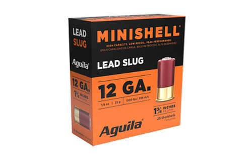 Ammunition Aguila Ammunition Minishell 12Gauge AGUILA MINISHELL 12GA SLUG 25/250 • Model: Minishell